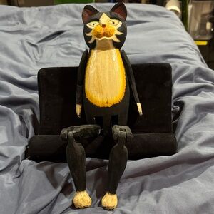 Handcrafted Black and Tan Cat Figurine